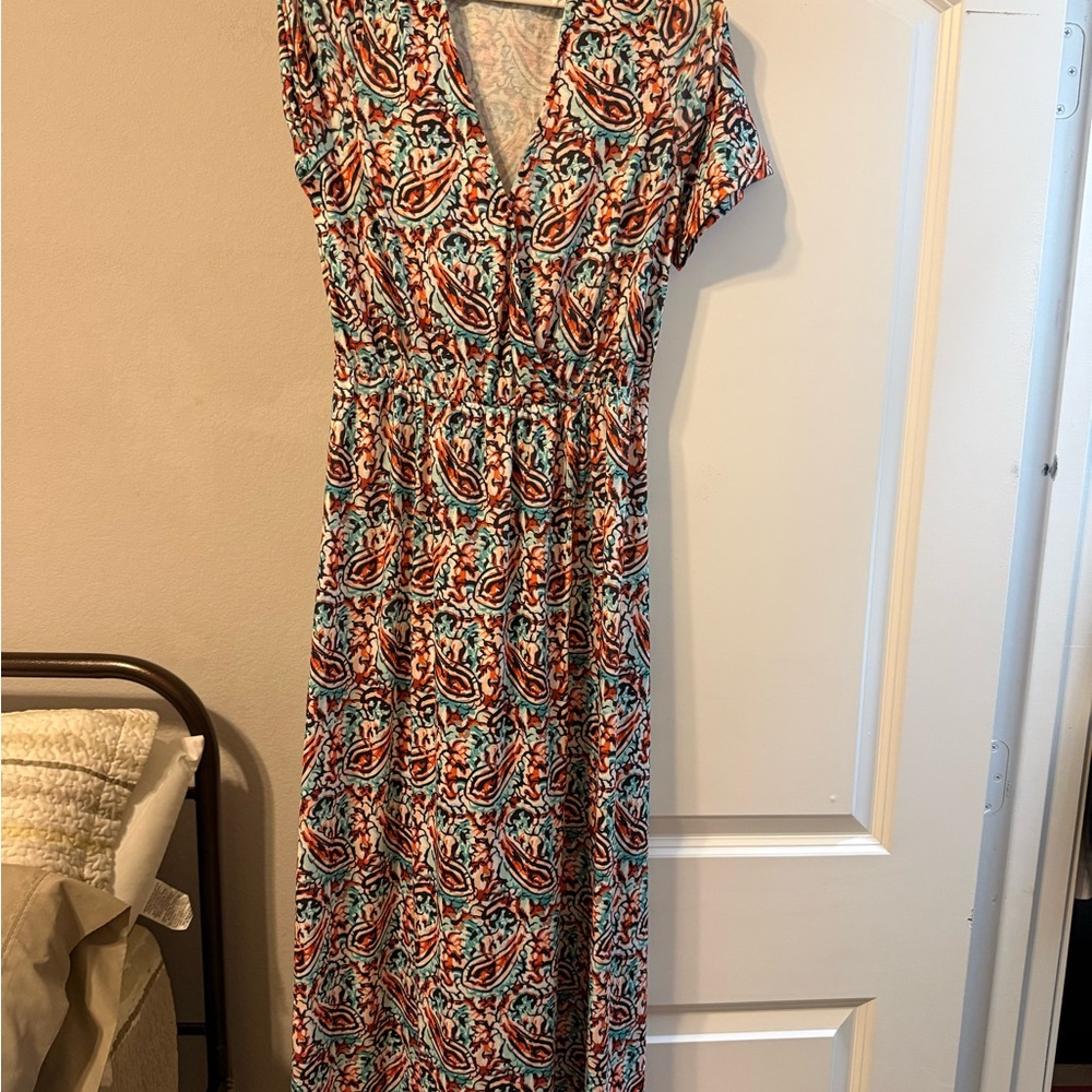 Elegant Multicolor Paisley Maxi Dress
